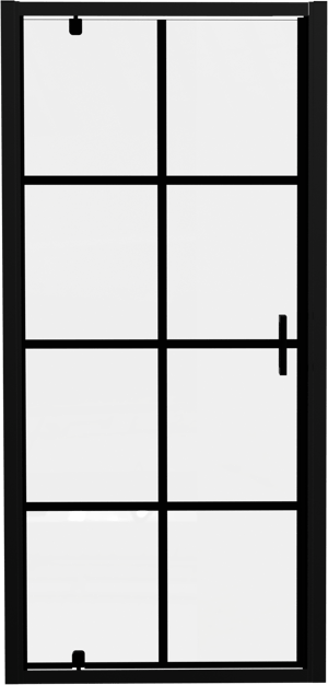 Luca Varess Vidor Duschtür: Drehtür, 90 x 190 cm, Square Glas, Schwarzes Profil, matt