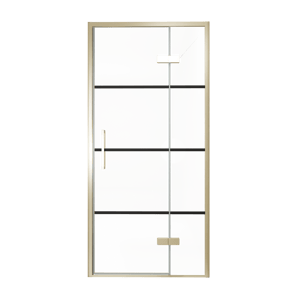 Balmani Senses Design douche draaideur rechts 100 cm x 210 cm Lined glas, Brushed Champagne Gold profielen, met coating