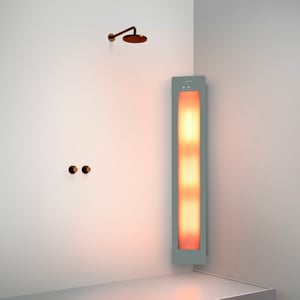 Sunshower One L d'angle en saillie en organic grey avec lumière infrarouge