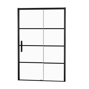 Balmani Senses Design douche schuifdeur rechts 160 cm x 210 cm Lined glas, Zwarte profielen