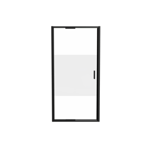 Luca Varess Vidor In Dusche Drehtür 100 cm x 190 cm Klarglas mit mattiertiem Streifen matt Schwarz profil