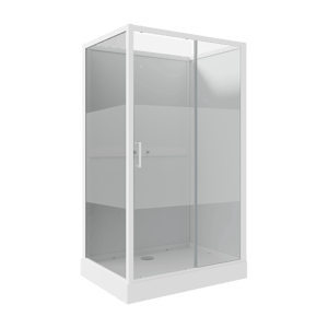 Luca Varess Talan rechthoekige douchecabine met schuifdeur 90 x 120 cm gestreept glas hoogglans wit profiel