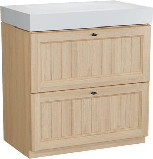 Balmani Lemon staand badkamermeubel 90 x 55 cm, fineer natuur eik met Modus enkele wastafel in mat wit