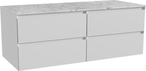 Balmani Mitra meuble salle de bains suspendu 135 x 55 cm blanc mat avec Stretto tablette simple ou double en marbre carrara