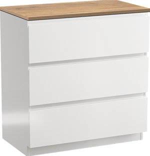 Linie Lado staand badmeubel 80 x 46 cm hoogglans wit met Lado enkel wastafelblad in melamine naturel eiken