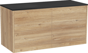 Storke Seda meuble salle de bains suspendu 120 x 52 cm chêne brut avec Panton tablette simple ou double en mdf enduit de poudre noir mat