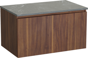 Balmani Sfera by Lucida zwevend badkamermeubel 90 x 55 cm amerikaanse notelaar met Stretto enkel tablet in marmer pietra grey