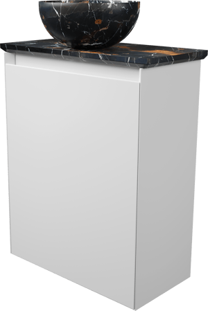 Balmani Mitra meuble wc suspendu 42 x 21 cm blanc mat avec Facetta tablette et Bari XS vaque à poser en marbre Portoro Gold