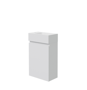 Linie Lado zwevend toiletmeubel 40 x 22 cm mat wit met Vano wastafel in glanzend composiet marmer