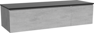 Storke Edge zwevend badkamermeubel 150 x 52 cm beton donkergrijs met Panton enkel of dubbel tablet in gepoedercoate mdf mat zwart