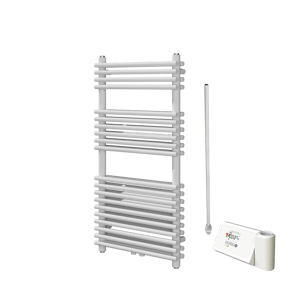 Vipera Alegria sèche-serviettes Doublé 50 x 100 cm chauffage électrique blanc mat raccordement latéral et central possible 750W, résistance incluse