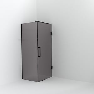 Balmani Modular inloopdouche met deur: 80 x 200 cm met deur 90 cm, Rookglas, Mat zwarte profielen
