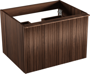 Balmani Forma zwevende wastafelonderkast 67,5 x 55 cm Amerikaans notenhout 2 lades vert. asym. groef