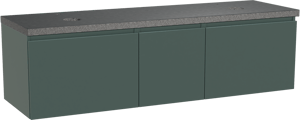 Balmani Sfera by Lucida zwevend badkamermeubel 180 x 55 cm forest met Rock dubbel tablet in graniet zwart