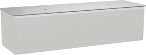 Balmani Fila by Mitra meuble salle de bains suspendu 180 x 55 cm blanc mat avec Facetta tablette double en solid surface blanc mat, Nervure droite symétrique verticale