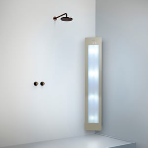Sunshower Plus L d'angle en saillie en sand white avec lumière infrarouge et UV