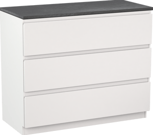 Linie Lado staand badmeubel 100 x 46 cm mat wit met Lado enkel of dubbel wastafelblad in melamine grijze leisteen