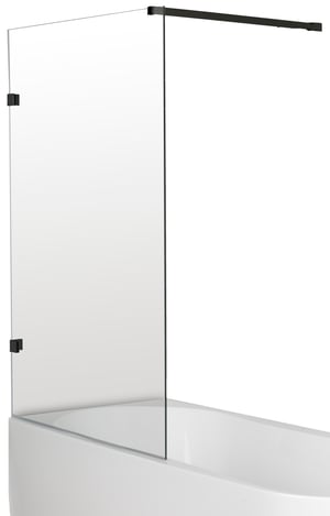 Luca Varess Solid Badewannenaufsatz: 95 cm, Klarglas, Schwarzes Profil