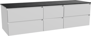Balmani Mitra meuble salle de bains suspendu 180 x 55 cm blanc mat avec Stretto tablette simple ou double en granit noir