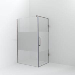 Balmani Modular douche à l'italienne avec porte: 120 x 200 cm avec porte 90 cm, Verre transparent avec bande mate, Profil Brushed CoolMetal