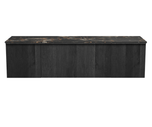 Balmani Forma meuble salle de bains suspendu 180 x 55 cm chêne noir avec Stretto tablette simple ou double en marbre portoro gold, Nervure droite symétrique verticale