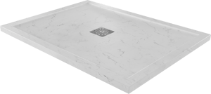 Linie Lido douchebak 120 x 90 cm composietmarmer witte marmer look leisteenstructuur