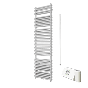 Vipera Alegria sèche-serviettes Doublé 50 x 180 cm chauffage électrique blanc brillant raccordement latéral et central possible 1.250W, résistance incluse