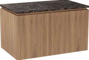 Balmani Eclips hängendes Möbelstück Set: 90 x 55 cm, Teak, mit Stretto Einzel Waschtischplatte Marmor Dark Emperador
