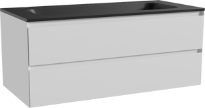Balmani Mitra meuble salle de bains suspendu 120 x 55 cm blanc mat avec Tablo Strada lavabo simple pour 2 trous de robinet en marbre composite noir mat