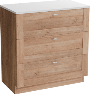 Linie Classo staand badkamermeubel 80 x 46 cm natuur eik met Lado enkel tablet in composietmarmer glanzend wit