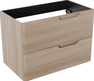 Linie Curvo zwevende wastafelonderkast 80 x 46 cm lichte eik 2 lades