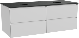Balmani Mitra meuble salle de bains suspendu 135 x 55 cm blanc mat avec Facetta tablette double en granit noir