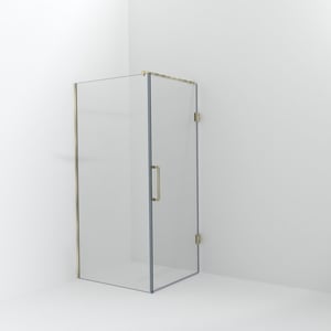 Balmani Modular inloopdouche met deur: 100 x 200 cm met deur 90 cm, Helder glas, Brushed Champagne Gold profielen