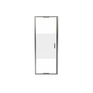 Luca Varess Vidor In Dusche Drehtür 80 cm x 190 cm Klarglas mit mattiertiem Streifen glänzend Chrom Profil