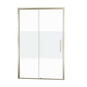 Balmani Senses Design douche schuifdeur links 160 cm x 210 cm Helder glas met matte strook glas, Brushed Champagne Gold profielen, met coating