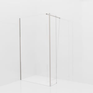 Balmani Modular douche à l'italienne avec paroi latérale fixe: 120 x 200 cm, Verre transparent avec bande mate, Profil Brushed CoolMetal