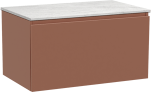 Balmani Sfera by Lucida zwevend badkamermeubel 90 x 55 cm cotto met Stretto enkel tablet in marmer carrara