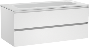 Balmani Mitra meuble salle de bains suspendu 120 x 55 cm blanc mat avec Tablo Strada plan simple en marbre composite blanc brillant