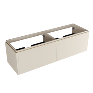 Balmani Eclips meuble sous-lavabo suspendu 180 x 55 cm Sandbeige 4 tiroirs Nervure sym. vert.