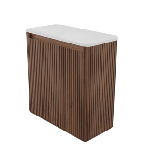 Balmani Fara Ribs meuble wc suspendu 45 x 22 cm Noyer américain avec Fara Stretto tablette en mat Solid Surface