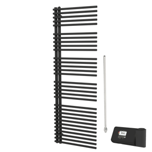 Vipera Nevada sèche-serviettes Simple 60 x 180 cm chauffage électrique noir mat raccordement central 750W, résistance incluse