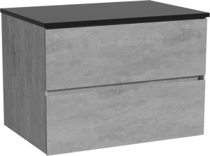 Storke Edge meuble salle de bains suspendu 75 x 52 cm béton gris foncé avec Panton tablette simple en mdf enduit de poudre noir mat
