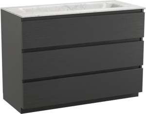 Balmani Lucida meuble salle de bains à poser 120 x 55 cm chêne noir avec Tablo Arcato plan simple en marbre carrara