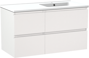 Linie Lado meuble salle de bains suspendu 100 x 46 cm blanc mat avec Vano vasque asymétrique droite en marbre composite blanc mat
