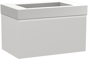 Balmani Fila by Mitra zwevend badmeubel 90 x 55 cm mat wit met Modus enkele wastafel in solid surface mat wit, Verticale symmetrische rechte ribbel