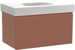Balmani Sfera by Lucida zwevend badkamermeubel 90 x 55 cm cotto met Arcato enkele wastafel in solid surface mat wit