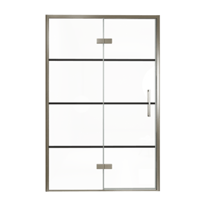 Balmani Senses Design douche draaideur links 140 cm x 210 cm Lined glas, Brushed GunMetal profielen, met coating