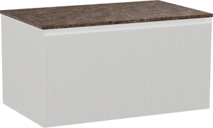 Balmani Fila by Mitra meuble salle de bains suspendu 90 x 55 cm blanc mat avec Stretto tablette simple en marbre dark emperador, Nervure droite symétrique verticale