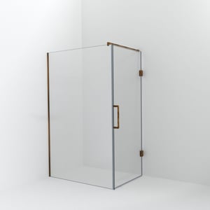 Balmani Modular inloopdouche met deur: 130 x 200 cm met deur 90 cm, Helder glas, Brushed Rosegold profielen