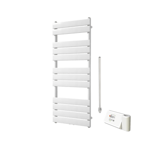 Vipera Vulcan sèche-serviettes Simple 50 x 120 cm chauffage électrique blanc brillant raccordement latéral et central possible 500W, résistance incluse